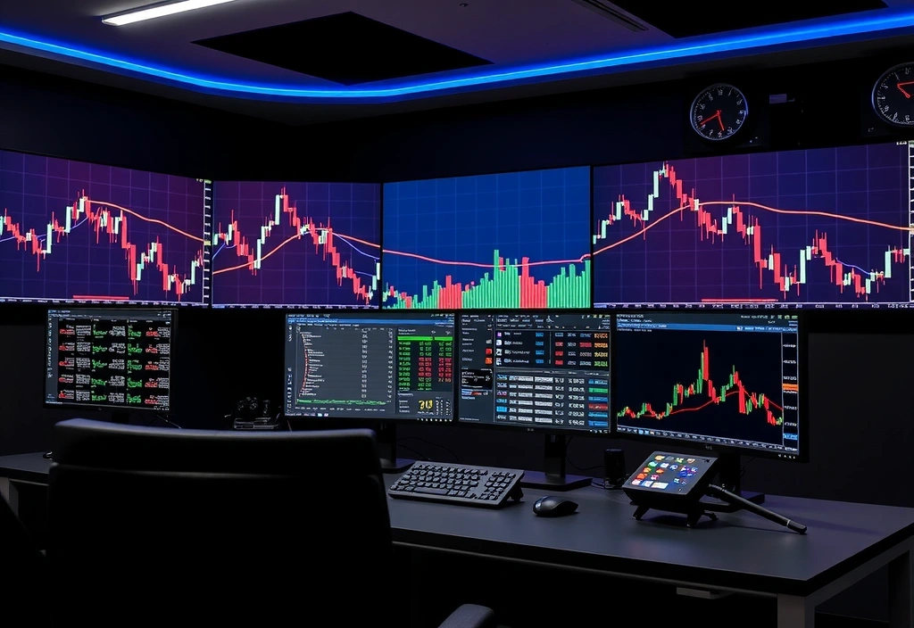 Interfaz del Simulador Trader Prime mostrando gráficos de velas japonesas en tiempo real