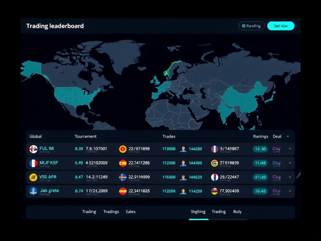 Vista de ranking global y competiciones entre traders